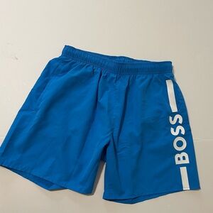 Men's HUGO BOSS Sea Blue Swim Trunks Swimsuit Logo M Medium NWT NEW Dolphin